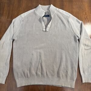 Tommy Bahama Coastal Shores 1/2 Zip Sweater Gray Knit 100% Cotton Size‎ Large